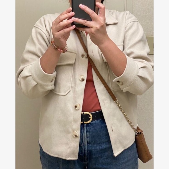 Cozy Cream Boyfriend fit oversized shacket jacket coat - Picture 9 of 9